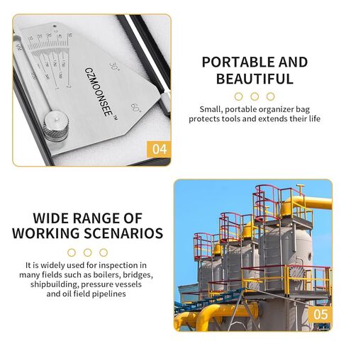 SKEW-T Stainless Steel Oblique Welding Inspection Ruler Angle Weld Gauge Welding Point Measurement Gauge Welding Angle Gauge ulnar Test Ruler in Kuwait