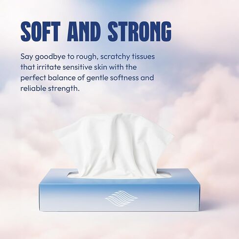 Bulk Tissues, 30 Flat Boxes, 100 Sheets/Box, 3000 Facial Tissues Total, 2-Ply, Soft, White, for Office, Business & Home, Commercial Flat Box Tissues, Hypoallergenic, Unscented, Packaging May Vary in Kuwait