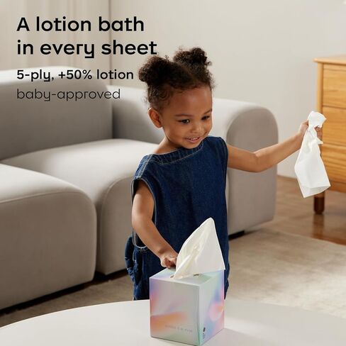 Bc Babycare Cloud Touch Lotion Ultra Soft Facial Tissues, Hypoallergenic, Plant-based Materials, Clean Gentle Baby Essentials, 60 Tissues Per Box, 5-Ply (60 Count (Pack of 4)) in Kuwait