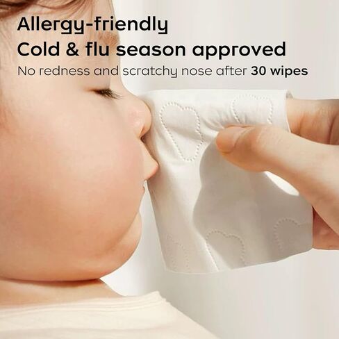 Bc Babycare Cloud Touch Lotion Ultra Soft Facial Tissues, Hypoallergenic, Plant-based Materials, Clean Gentle Baby Essentials, 60 Tissues Per Box, 5-Ply (60 Count (Pack of 4)) in Kuwait