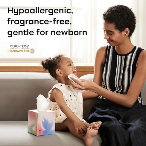 Bc Babycare Cloud Touch Lotion Ultra Soft Facial Tissues, Hypoallergenic, Plant-based Materials, Clean Gentle Baby Essentials, 60 Tissues Per Box, 5-Ply (60 Count (Pack of 4)) in Kuwait