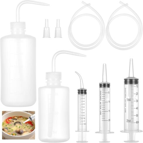 مجموعة النظام الغذائي السائل للمشروبات الغازية المكونة من 10 قطع لجراحة الفك، 2 حقنة مباشرة، 2 موصلات، 2 حقنة منحنية، 2 زجاجة ضغط، 2 أنبوب، لوازم التعافي من جراحة الفك لتناول السوائل وشربها in Kuwait