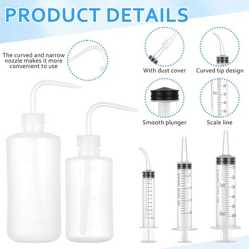 مجموعة النظام الغذائي السائل للمشروبات الغازية المكونة من 10 قطع لجراحة الفك، 2 حقنة مباشرة، 2 موصلات، 2 حقنة منحنية، 2 زجاجة ضغط، 2 أنبوب، لوازم التعافي من جراحة الفك لتناول السوائل وشربها in Kuwait