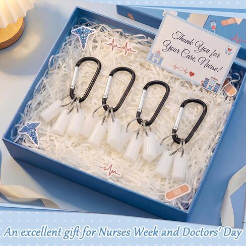 Leinuosen 4 Sets Nurse Week Appreciation Gift, Silicone Syringe Cap Holder with Keyring, Pen Cap Holder for Medical Assistant Nursing Student, Bagel Reel Accessory (Classic Style,White) in Saudi Arabia