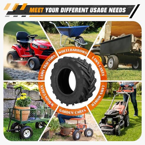 9x3.50-4" Flat Free Lawnmower Tire and Wheel Smooth Tire with Rim for Golf Carts Riding Lawn Mowers | 4" Centered Hub | Bore ID 3/4" 2PCS in Kuwait