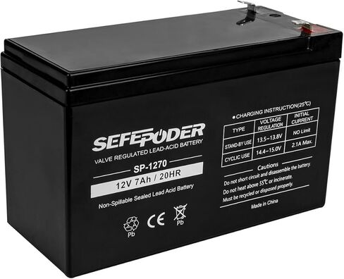 SEFEPODER 12 Volt 7ah Rechargeable Sealed Lead Acid Battery 2 Pack (F1 Terminals) in Kuwait