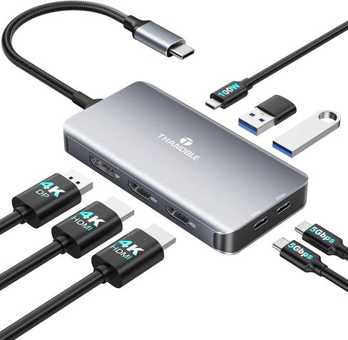USB C Hub USB C Docking Station Dual Monitor 10 in 1 Multi Monitor Adapter with 2 HDMI, 3 USB-A, 2 Type-C, SD/TF, 100W PD Charging, Dongle for MacBook/Dell/HP/Lenovo ThinkPad/Surface in Kuwait