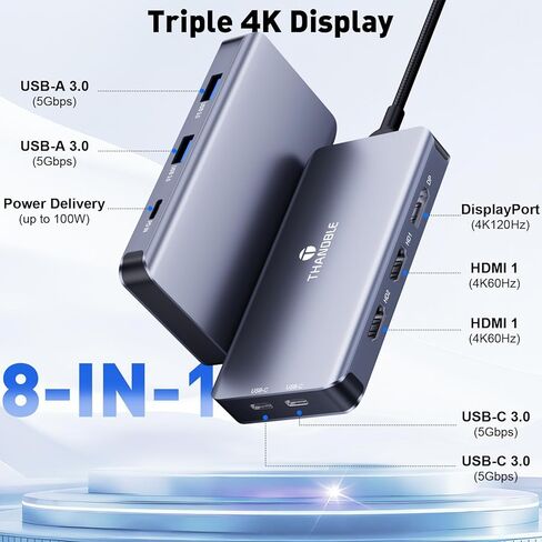 USB C Hub USB C Docking Station Dual Monitor 10 in 1 Multi Monitor Adapter with 2 HDMI, 3 USB-A, 2 Type-C, SD/TF, 100W PD Charging, Dongle for MacBook/Dell/HP/Lenovo ThinkPad/Surface in Kuwait