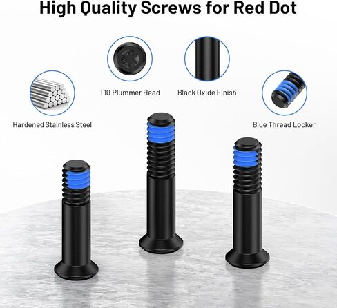 طقم براغي منقط أحمر 9 قطع M4 بقطر 6 مم يتضمن 16 مم/17.5 مم/19 مم لبصريات Red Dot Sight والتركيب المتوافق مع DeltaPoint Pro، قفل خيط أزرق من الفولاذ المقاوم للصدأ in Kuwait