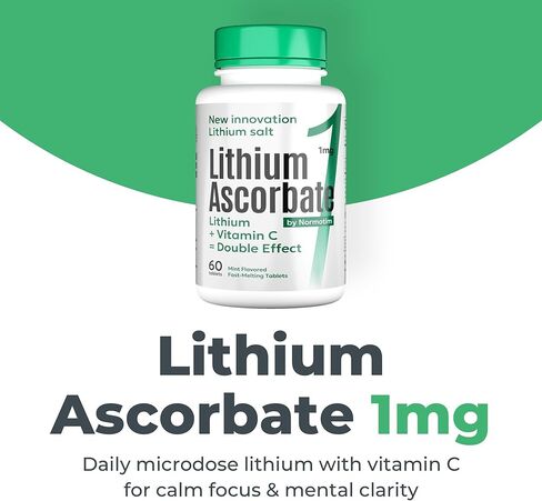 Brain Supplements for Memory and Focus – Memory Vitamins with Lithium Ascorbate 1mg & Vitamin C – Cognitive Support – Alternative to Lithium Orotate – 60 Tablets in Saudi Arabia
