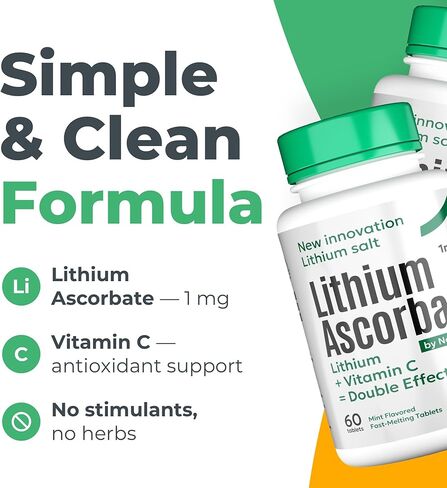 Brain Supplements for Memory and Focus – Memory Vitamins with Lithium Ascorbate 1mg & Vitamin C – Cognitive Support – Alternative to Lithium Orotate – 60 Tablets in Saudi Arabia