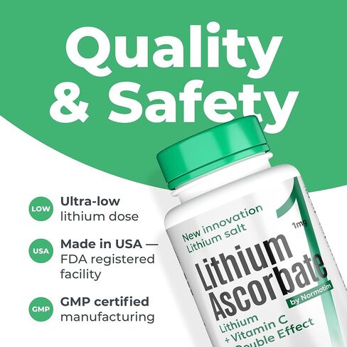 Brain Supplements for Memory and Focus – Memory Vitamins with Lithium Ascorbate 1mg & Vitamin C – Cognitive Support – Alternative to Lithium Orotate – 60 Tablets in Saudi Arabia