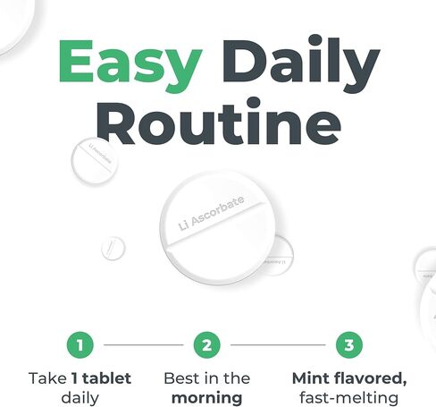Brain Supplements for Memory and Focus – Memory Vitamins with Lithium Ascorbate 1mg & Vitamin C – Cognitive Support – Alternative to Lithium Orotate – 60 Tablets in Saudi Arabia