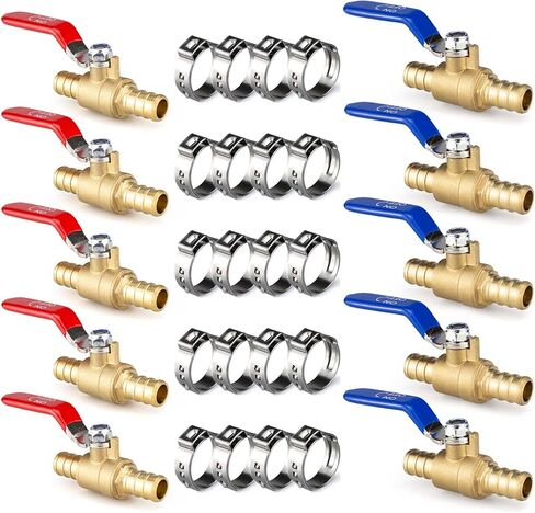 FlowField 1/2 Brass Ball Valve, Crimp/Cinch Port, for Pex Pipe Hot and Cold Water Home Plumbing Repair in Saudi Arabia