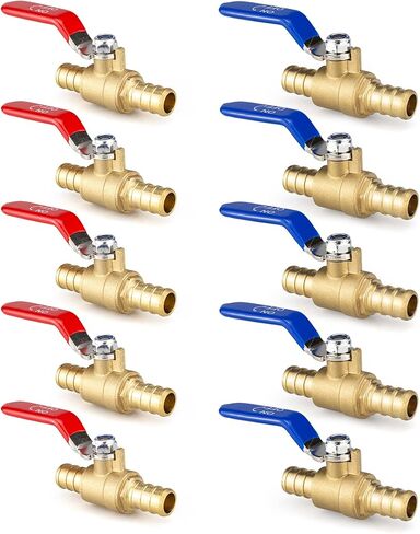 FlowField 1/2 Brass Ball Valve, Crimp/Cinch Port, for Pex Pipe Hot and Cold Water Home Plumbing Repair in Saudi Arabia