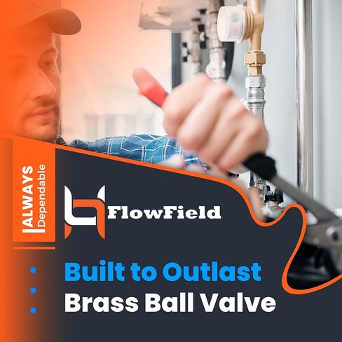 FlowField 1/2 Brass Ball Valve, Crimp/Cinch Port, for Pex Pipe Hot and Cold Water Home Plumbing Repair in Saudi Arabia