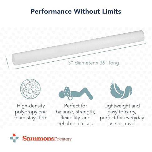 Sammons Preston Foam Therapy Roll, Round 3" x 36" High Density Foam Roller for Exercise, Massage, Balance, Yoga, Physical Therapy, and Flexibility, Ideal for Home, Gym, or Studio in Kuwait