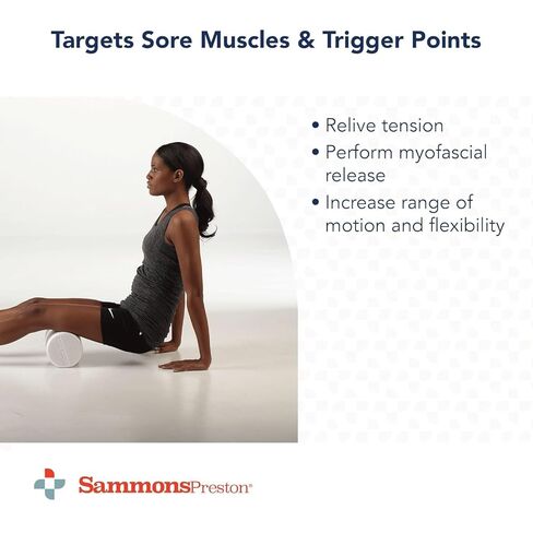 Sammons Preston Foam Therapy Roll, Round 3" x 36" High Density Foam Roller for Exercise, Massage, Balance, Yoga, Physical Therapy, and Flexibility, Ideal for Home, Gym, or Studio in Kuwait