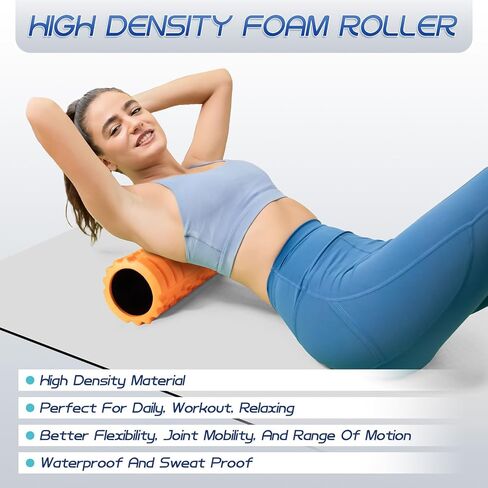 Foam Roller High Density 18" Foam Roller for Deep Tissue Muscle Massage, Trigger Point Fitness Exercise Massage Roller Self-Myofascial Back Roller Release for Whole Body in Kuwait