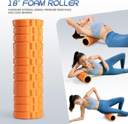 Foam Roller High Density 18" Foam Roller for Deep Tissue Muscle Massage, Trigger Point Fitness Exercise Massage Roller Self-Myofascial Back Roller Release for Whole Body in Kuwait