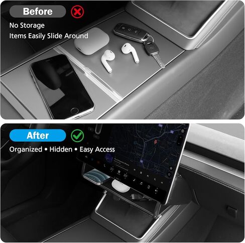 تحت مربع تخزين الشاشة لـ Tesla Cybertruck 2024 2025 ، صينية منظمات لوحة المعلومات المخفية المركزية مع بطانة مضادة للانزلاق ، إكسسوارات داخلية Cybertruck in Kuwait