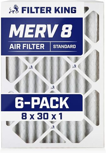 Filter King 18x30x1 Air Filter (MERV 8) (6-Pack) Dust & Allergy Control AC Furnace Filters, MADE IN USA, HVAC, Pleated, Electrostatic (Actual Size: 17.5 x 29.5 x .75) in Saudi Arabia