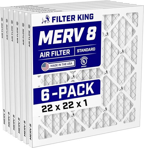 Filter King 18x30x1 Air Filter (MERV 8) (6-Pack) Dust & Allergy Control AC Furnace Filters, MADE IN USA, HVAC, Pleated, Electrostatic (Actual Size: 17.5 x 29.5 x .75) in Saudi Arabia