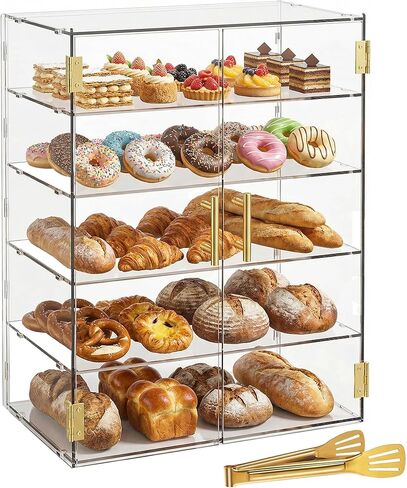 3 Tiers Clear Acrylic Counter Top Bakery Display Case 5mm high Impact PETG Panels Bread Case 19.5"X15"X10.2" Party Cake Cabinet in Kuwait