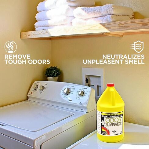 مزيل الروائح الكريهة من بروس تشويس للرائحة القوية، مزيل الروائح الكريهة للسجاد بقوة احترافية ومحلول منظف المفروشات، منظف مركز متعدد الأغراض لمزيل الروائح الكريهة المنزلي، مزيل الرائحة، 1 جالون in Kuwait