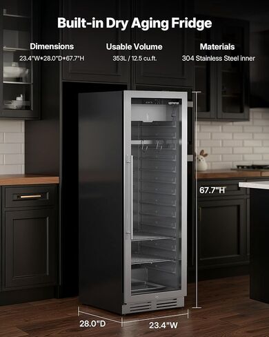 ثلاجة Upstreman للشيخوخة الجافة لشرائح اللحم، 353 لترًا من اللحوم الجافة، والريب آي، ولحم الضأن، ولحم الخنزير، سعة 279 رطلًا، ثلاجة احترافية للعمر الجاف للمطعم/البار/المطبخ، ولحوم البقر الممتازة في 21-45 يومًا (12.5 قدم مكعب) in Kuwait