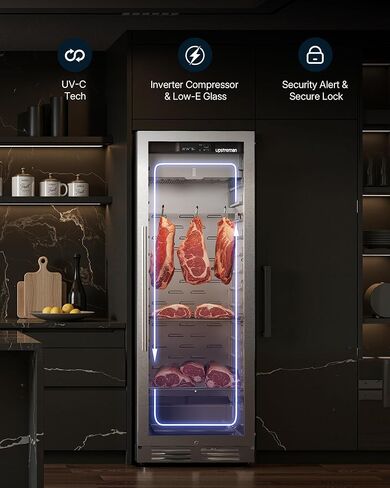 ثلاجة Upstreman للشيخوخة الجافة لشرائح اللحم، 353 لترًا من اللحوم الجافة، والريب آي، ولحم الضأن، ولحم الخنزير، سعة 279 رطلًا، ثلاجة احترافية للعمر الجاف للمطعم/البار/المطبخ، ولحوم البقر الممتازة في 21-45 يومًا (12.5 قدم مكعب) in Kuwait