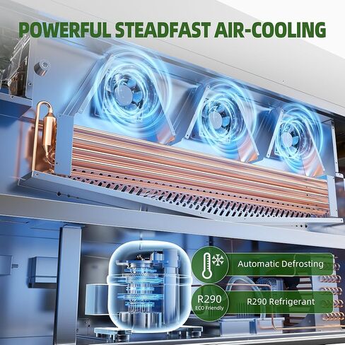 طاولة إعداد سلطة ساندويتش الثلاجة التجارية Coolake مقاس 60 بوصة، وثلاجة ساندويتش ببابين مع مقالي 16 GN 1/6، وثلاجة تبريد بمروحة مضادة للمطعم، ETL DOE in Kuwait