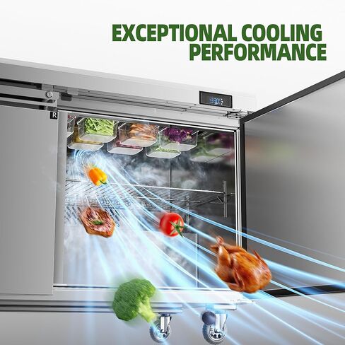 طاولة إعداد سلطة ساندويتش الثلاجة التجارية Coolake مقاس 60 بوصة، وثلاجة ساندويتش ببابين مع مقالي 16 GN 1/6، وثلاجة تبريد بمروحة مضادة للمطعم، ETL DOE in Kuwait