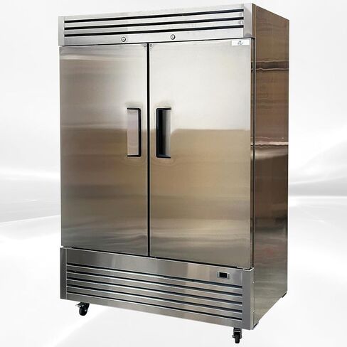Commercial Refrigerator 2-Doors Solid Upright Reach in Two Section Inside Stainless Steel 54" Width, Capacity 43 Cuft, Bottom Mounted Restaurant Quality Kitchen Cooler Fridge, NSF Certified in Kuwait