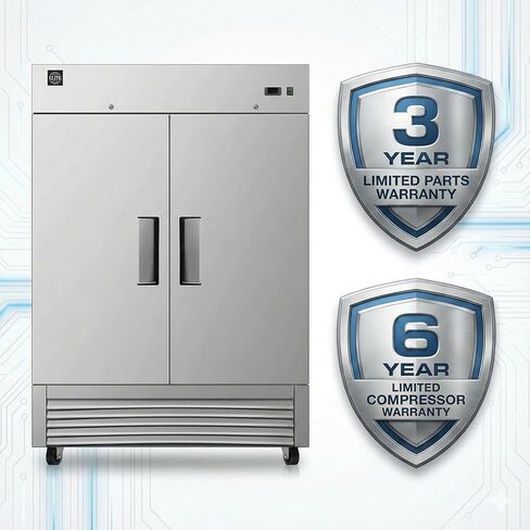 Commercial Refrigerator 2-Doors Solid Upright Reach in Two Section Inside Stainless Steel 54" Width, Capacity 43 Cuft, Bottom Mounted Restaurant Quality Kitchen Cooler Fridge, NSF Certified in Kuwait
