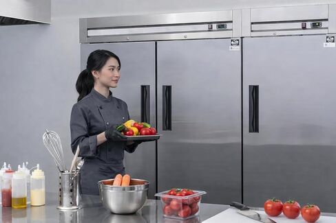 Commercial Refrigerator 2-Doors Solid Upright Reach in Two Section Inside Stainless Steel 54" Width, Capacity 43 Cuft, Bottom Mounted Restaurant Quality Kitchen Cooler Fridge, NSF Certified in Kuwait