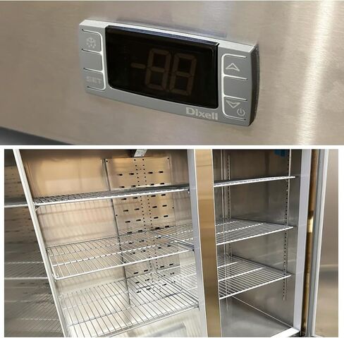 Commercial Refrigerator 2-Doors Solid Upright Reach in Two Section Inside Stainless Steel 54" Width, Capacity 43 Cuft, Bottom Mounted Restaurant Quality Kitchen Cooler Fridge, NSF Certified in Kuwait