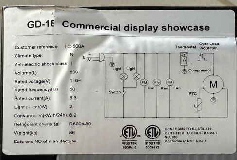 Commercial Refrigerator Glass 2-Door Merchandiser Display Cooler, Beverage Drink Cooler 67"Height Beverage Drink Fridge ETL,NSF certified, 38 inches width, 21 cuft 110V, Restaurant LC-600A in Kuwait
