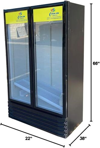Commercial Refrigerator Glass 2-Door Merchandiser Display Cooler, Beverage Drink Cooler 67"Height Beverage Drink Fridge ETL,NSF certified, 38 inches width, 21 cuft 110V, Restaurant LC-600A in Kuwait