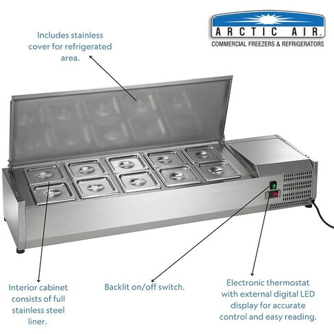 Arctic Air ACP63 63-Inch Countertop Refrigerated Sandwich/Salad Condiment Prep Table Station, Stainless Steel, 115v in Saudi Arabia