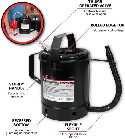 Performance Tool W54279 5-Quart Flex-Spout Measuring Dispenser Black in Kuwait