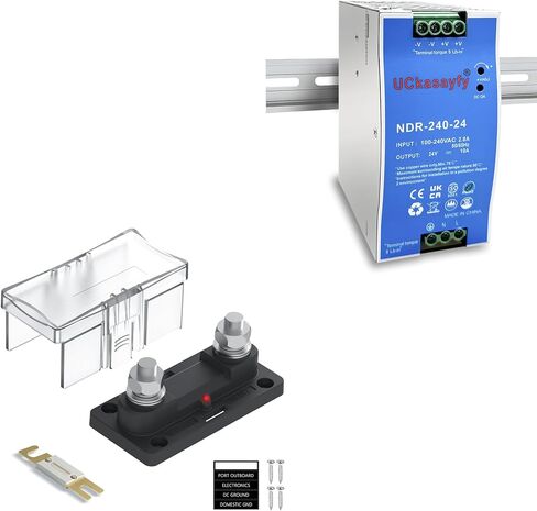 Bundle of NDR-240-24 DIN Rail Power Supply & 300A Fuse Box in Kuwait