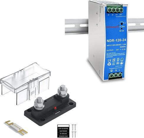 Bundle of NDR-120-24 DIN Rail Power Supply & 300A Fuse Box in Kuwait