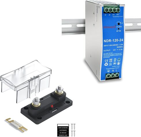 Bundle of NDR-120-24 DIN Rail Power Supply & 300A Fuse Box in Kuwait