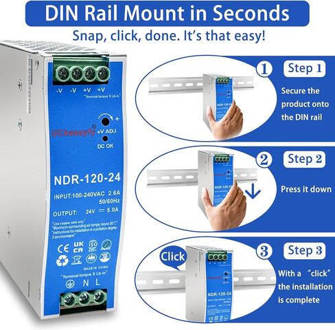Bundle of NDR-120-24 DIN Rail Power Supply & 300A Fuse Box in Kuwait