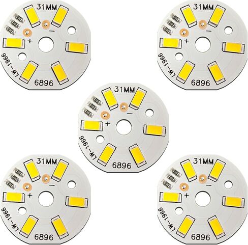 5Pcs 3W 5V White Warm White Neutral Tricolor High Power 6-LED Beads with Circular Aluminum PCB Heat Sink Chip Base(700mA 120deg 31mm Dia) for Spotlight Floodlight Replacement or DIY Lighting in Saudi Arabia