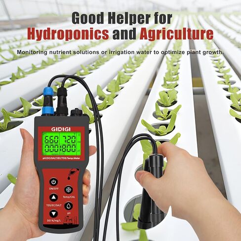 Dissolved Oxygen Meter for Water 6 in 1 Smart DO pH Salinity TDS EC Temp. with Auto Compensation for Ponds Aquariums Water Testing Water Quality Tester Pond Oxygen Tester Fish Tank pH Test Kit in Kuwait