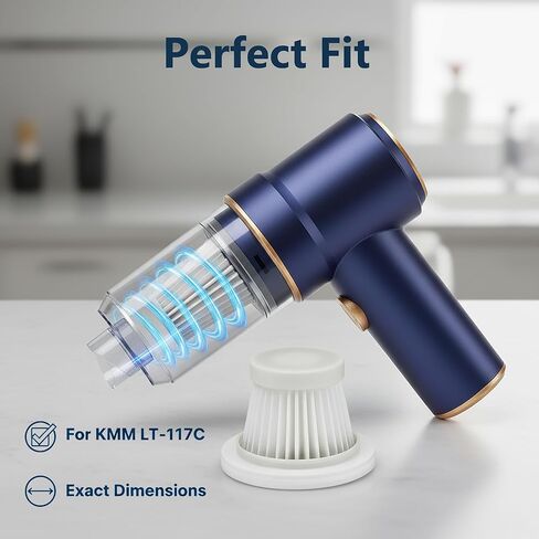 6-Pack LT-117C HEPA Vacuum Filter Replacement with Cleaning Brush, Compatible with KMM LT-117C Handheld Car Vacuum Cleaner, White, 2.08 x 1.45 Inches in Kuwait