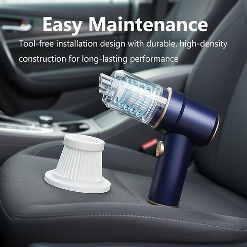 6-Pack LT-117C HEPA Vacuum Filter Replacement with Cleaning Brush, Compatible with KMM LT-117C Handheld Car Vacuum Cleaner, White, 2.08 x 1.45 Inches in Kuwait