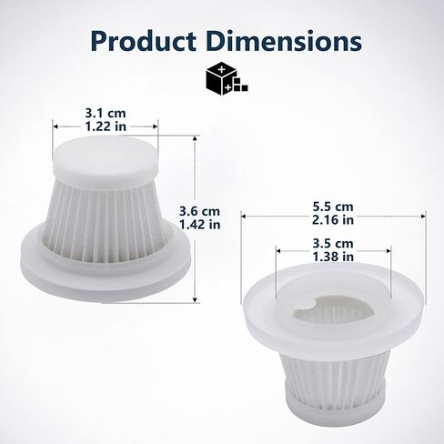 6-Pack LT-117C HEPA Vacuum Filter Replacement with Cleaning Brush, Compatible with KMM LT-117C Handheld Car Vacuum Cleaner, White, 2.08 x 1.45 Inches in Kuwait